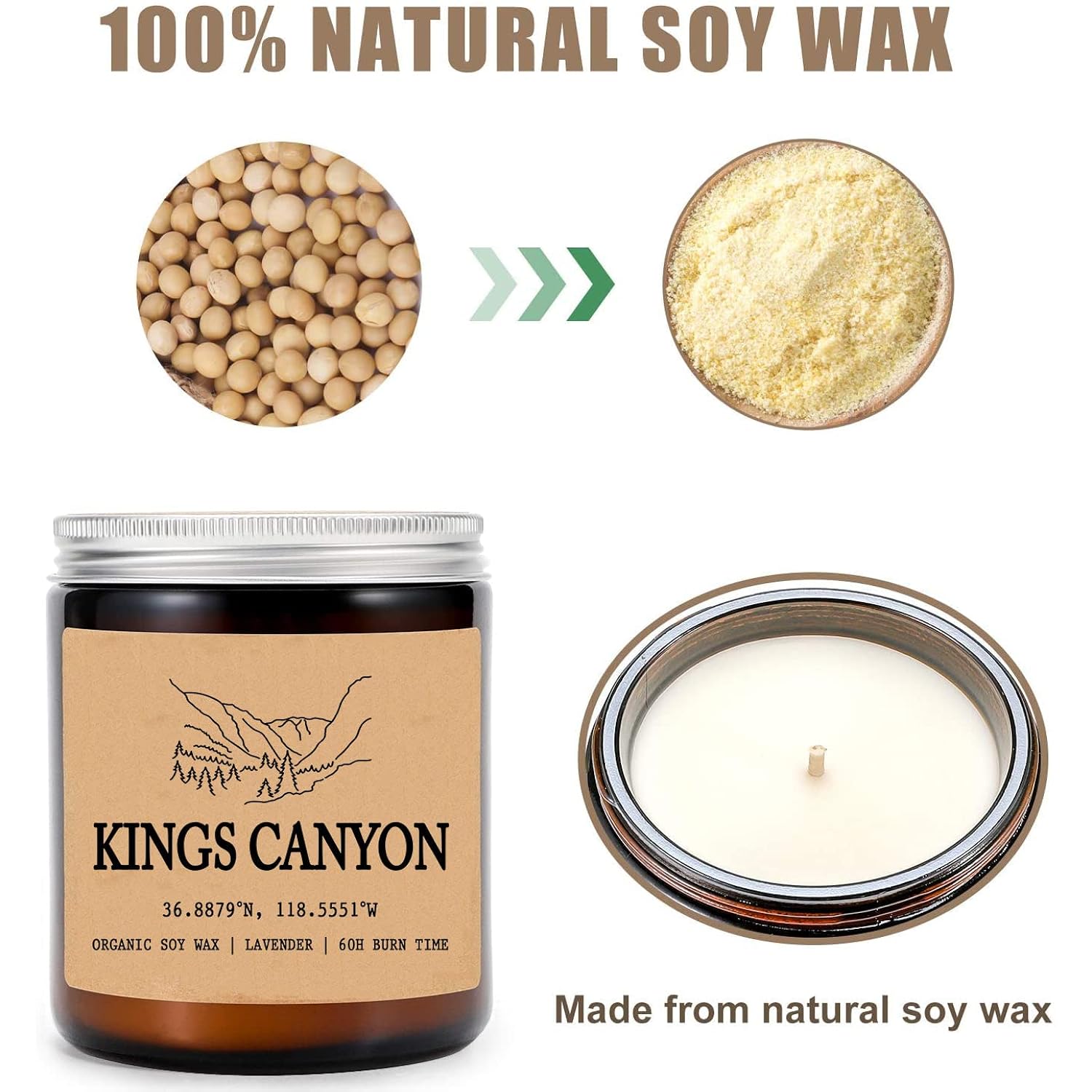 Kings Canyon California Scented Candle - Organic Soy Wax - Gift For Her - Gift For Him - New Home Gifts - Birthday Gift For Friend - National Park Gifts - State Candles