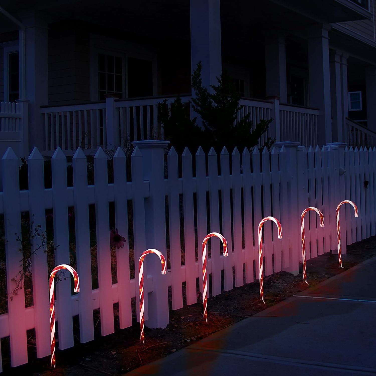Christmas Candy Cane Lights Outdoor Pathway, 12 Pack 16" Driveway Markers Sidewalk Lights, Pathway Lights With 72 Incandescent Bulb Lighted Candy Canes Christmas Lights Outdoor Decorations Yard
