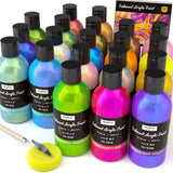 20 Colors Iridescent Acrylic Paint, 8.45Oz / 250Ml Large Bulk Metallic Acrylic Paint,Color Shifting & Non-Toxic Art Painting Supplies For Canvas Fabric Rock Wood With Paint Knife Color Wheel