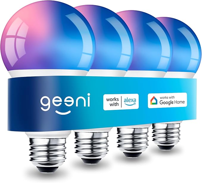 A19 Smart Light Bulbs 4 Pack 800LM Color Changing WiFi Tunable White Alexa Google Compatible