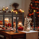 Black Flameless Taper Candles, 9.7” Real Wax Window Candles Battery Operated With Remote & Timer, Honeycomb Led Candlesticks Flickering For Room Home Christmas Valentine'S Day Decor, 6Pcs