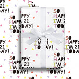 21St Birthday Wrapping Paper Roll, Pink So Happy I'M 21 Today!, For Age 21 Girls, Women, Adults, Friends Birthday Holiday Party Gift Wrap Mini Roll, 17 Inches X 16.4 Feet (23.2 Sq.Ft.)