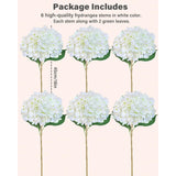 6Pcs Premium White Hydrangea Artificial Flowers Bouquets, Ivory Silk Hydrangea Flowers Heads With Stems, Fake Hydrangeas Flowers Arrangement, Faux Hydrangea Decor For Home Wedding Party Baby Shower