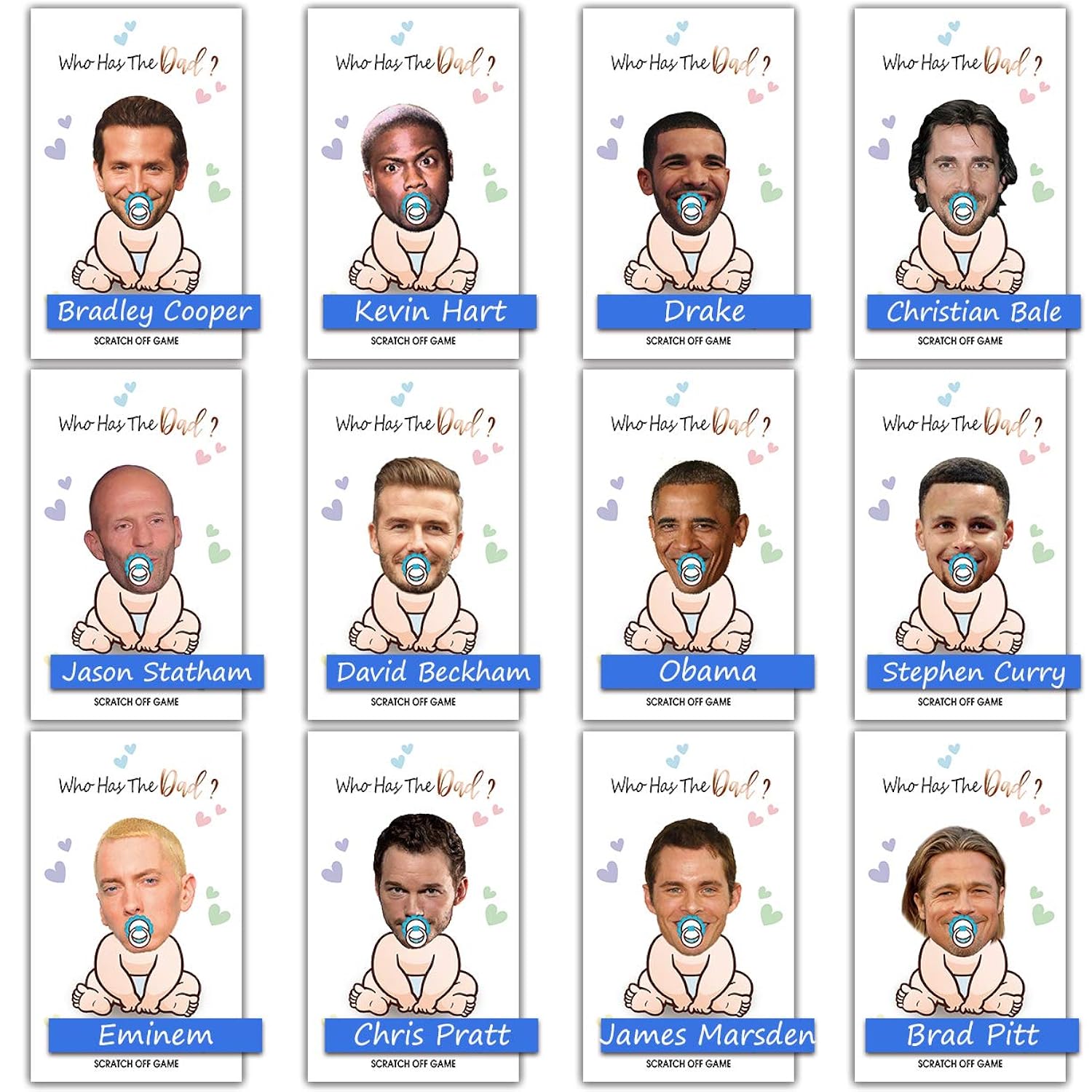 Baby Shower Games – Celebrity Baby Shower Games,Scratch Off Card Game For Door Prizes, Lottery, Ice Breaker – Decorations For Party – 40 Cards