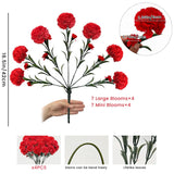 28 Large Blooms Artificial Carnations Bulk With 28 Mini Blooms, Red Carnations Artificial Flowers With Leaves,Silk Carnation For Mother’S Day, Wedding, Home Decor