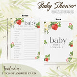 Hilarious Baby Shower Games, Baby Word Scramble Game Cards, Strawberry Sweet Party Decorations Favors Ideas -30 Pcs, 5X7 In - H04