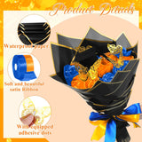 75Pcs Valentines Day Flower Flower Wrapping Paper Bouquet Kit For Gifts 2026 Diy Fake Roses Flowers Bouquet Ribbon Artificial Rose Floral Paper With 3D Crown Butterfly Decor For Craft(Black 1)