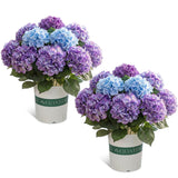2 Pack Hydrangea Artificial Flowers Bouquets With Pot - Fake Silk Hydrangeas Faux Flowers For Home Arrangements Porch Garden Wedding Party Decor(Gradient Purple)