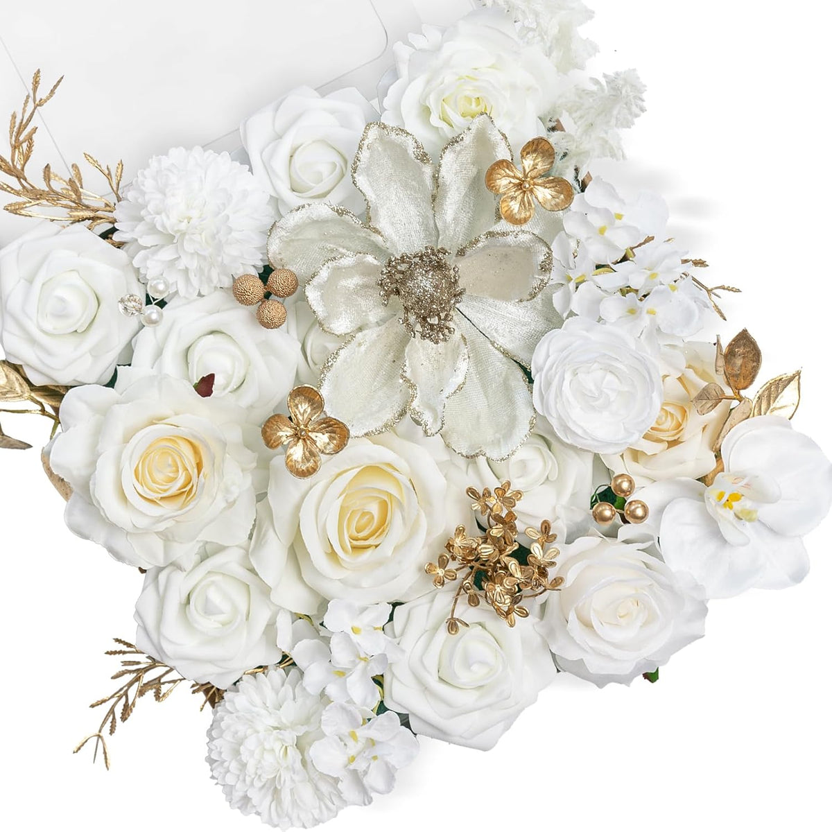 Roses Artificial Flowers White Faux Flowers Bulk For Diy Bridal Wedding Bouquets Baby Shower Centerpiece Table Home Decorations?Brilliant White?