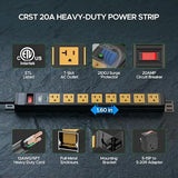 20A Heavy Duty Metal Surge Protector Power Strip 8 Outlets 2100J 6FT 12AWG Wall Mount Black