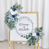 Dusty Blue Flower Swag Pack Of 2, Artificial Wedding Arch Flower Silk Corner Flower Arrangements Wedding Welcome Sign Floral Decoration Wedding Ceremony Backdrop Centerpieces
