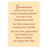 - Granddaughter Christmas Card - Made In Chicago - Large Card Opens To 10" X 7.75" - Packaged In Extra Sturdy Mailer - Very Colorful Classic Christmas Design - 1011
