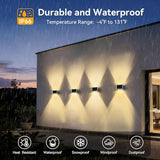 6 Pack Solar Fence Lights RGB Color Changing Up Down LED Wall Patio Backyard Lights