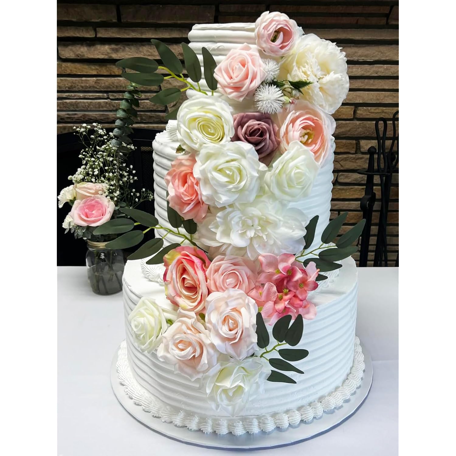 Silk Flowers, Artificial Flower Bouquet, Artificial Flowers Combo Box, Flowers With Stems For Diy Floral Arrangements Bouquets Wedding Party Home Baby Shower Decor (Delicate Blush)