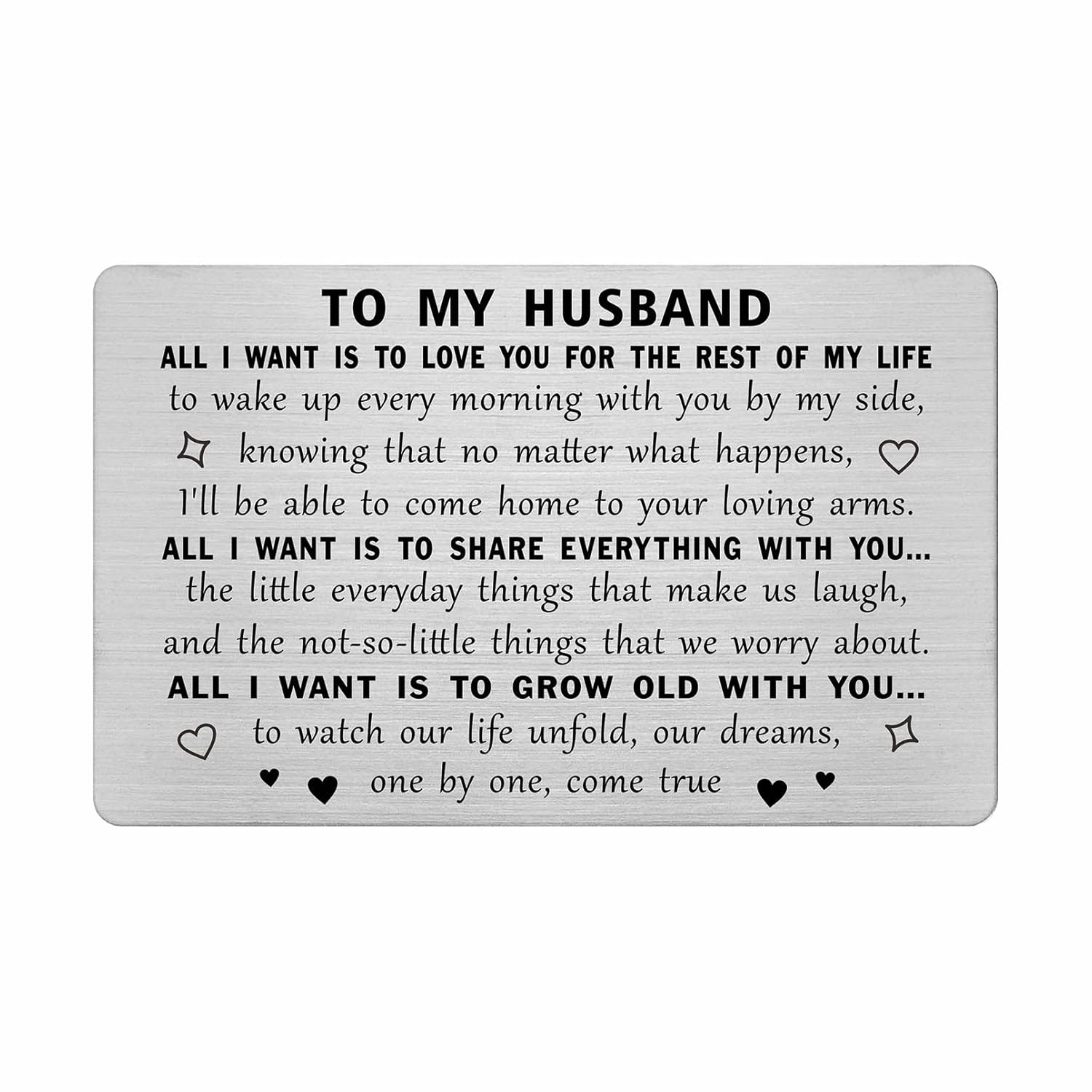 Gifts For Husband - Engraved Metal Husbnad Card - Husband'S Birthday Anniversary Valentine'S Day Card Gift From Wife