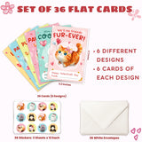 Cat Valentines Cards For Kids - Cats Valentines Day Gifts For Kids Classroom School Party Favors - Kitty Kitten 6 Designs 36 Packs Exchange, 3.2''X 4.7'' Greeting Cards With Stickers Envelopes