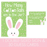 Spring Game For Classroom Parties, How Many Cotton Tails In The Jar Easter Party Game, Bunny Brunch (Sign With Cards)