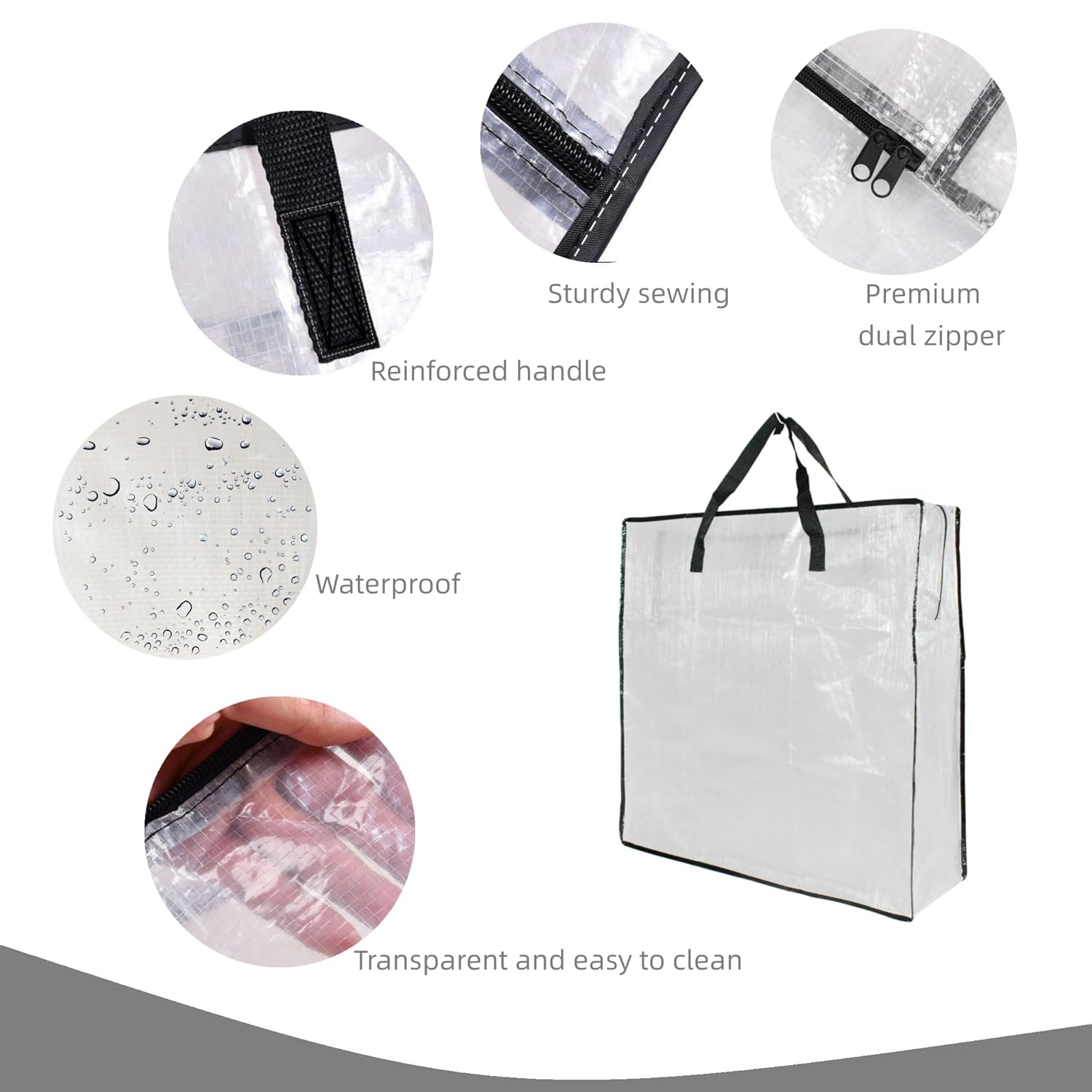 6 Pack Clear Storage Bags With Zipper And Handles, Blanket Bags For Closet Storage, Moving And Packing Supplies For College, Underbed Storage Organizer For Clothes Pillow Bedding Christmas Wreath