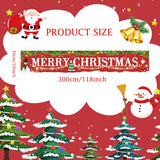 Large Red Merry Christmas Banner With Santa Claus, Snowman Background - 118X20Inch For Indoor/Outdoor Hanging Decor