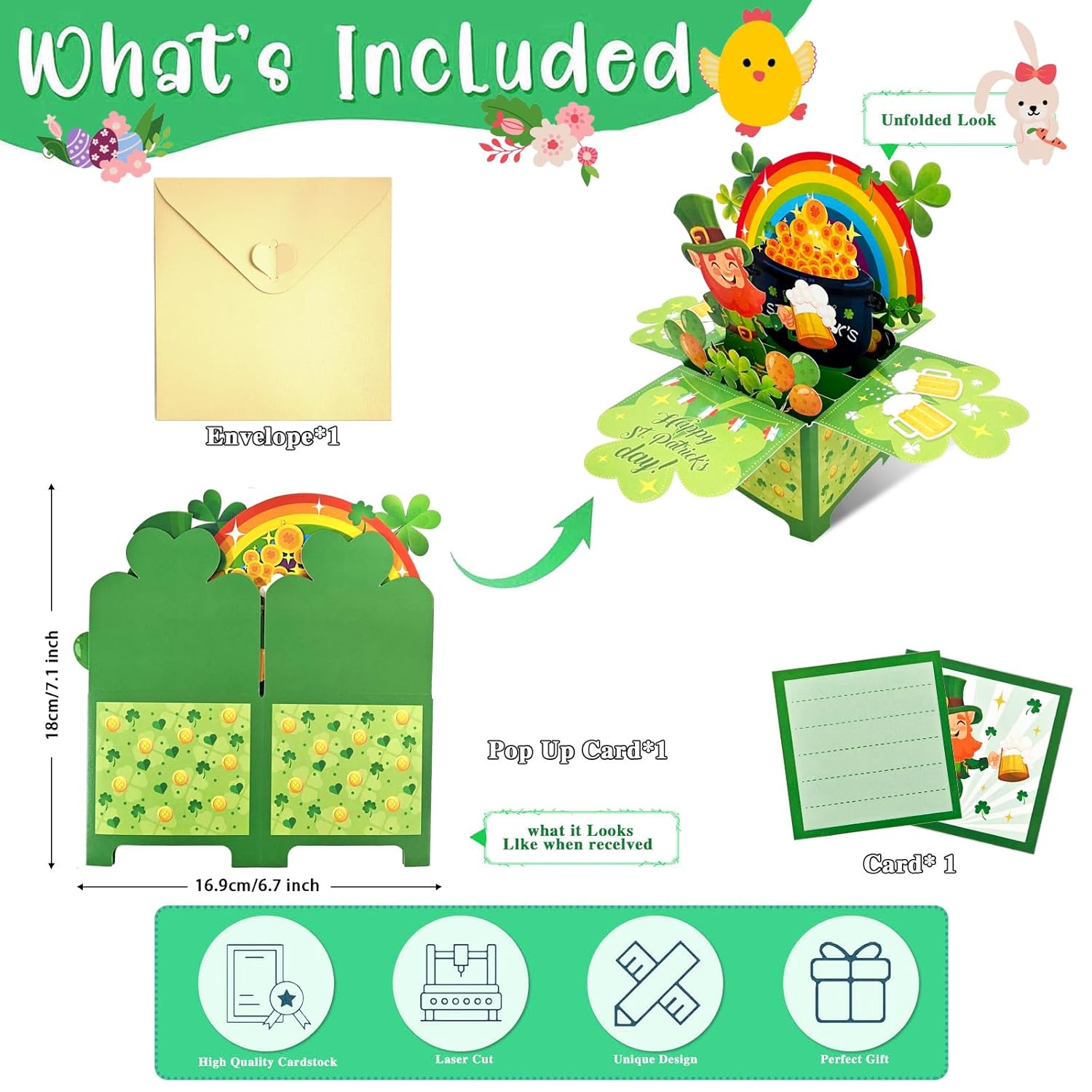 St. Patrick’S Day 3D Pop Up Card Happy St. Patrick S Day Greeting Card With Envelope & Blank Note Shamrock Greeting Card With Envelope Patrick Day Card Irish Good Luck Gift For Girls Boys