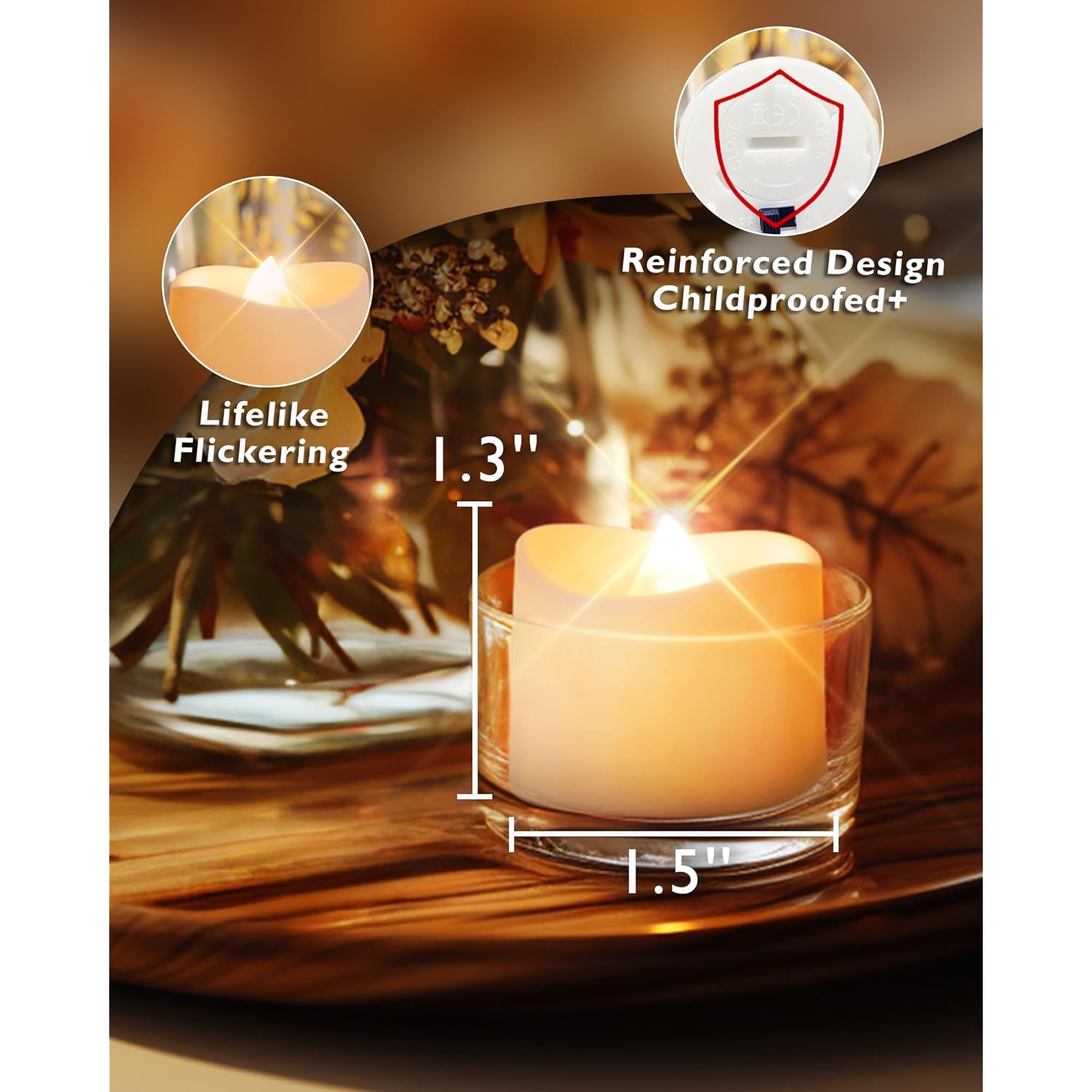 24-Pack Flameless Led Tea Lights Candles Battery Operated, 200+Hour Fake Electric Candles Tealights For Votive, Aniversary, Wedding Centerpiece Table Decor, Funeral, Halloween, Christmas