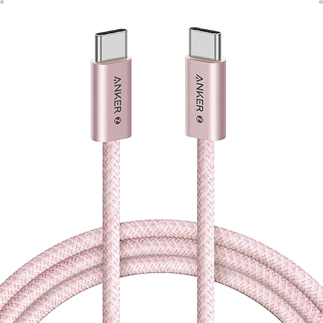 240W USB C to USB C Braided Fast Charging Cable 6FT Pink for iPhone 17 MacBook iPad Samsung