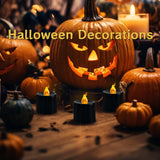 24 Pack Black Tea Lights Candles, Flickering Warm Yellow Flameless Led Tealights, Battery Operated Fake Candles, Decoration For Halloween And Christmas (Black)