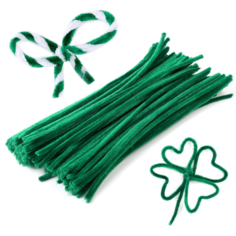 100 Pcs Christmas Pipe Cleaners, Green Craft Pipe Cleaners Chenille Stem Bulk,