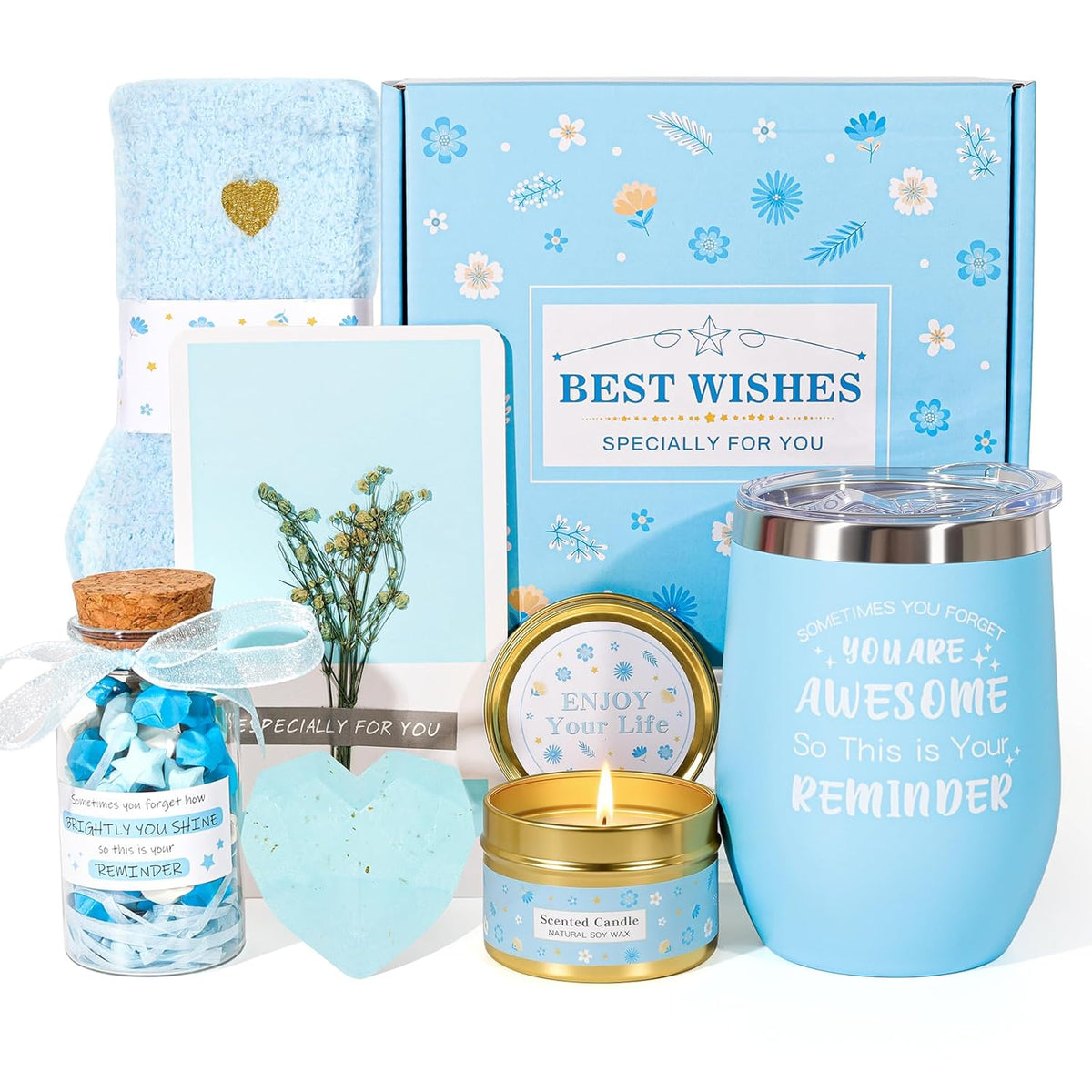 Birthday Gifts For Women,Unique Blue Gifts Basket Ideas For Women Gifts Box For Her Self Care Relaxing Spa Gift Set Birthday Presents Female Friendship Gifts For Best Friend Bestie Girlfriend