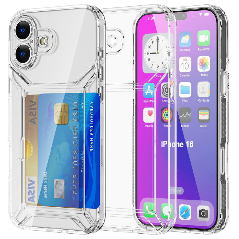 iPhone 16 Case, Clear, Slim, Lightweight, Wallet TPU, Transparent