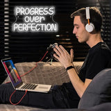 Progress Over Perfection Neon Sign LED Dimmable Motivational Wall Light for Classroom Office Bedroom Decor