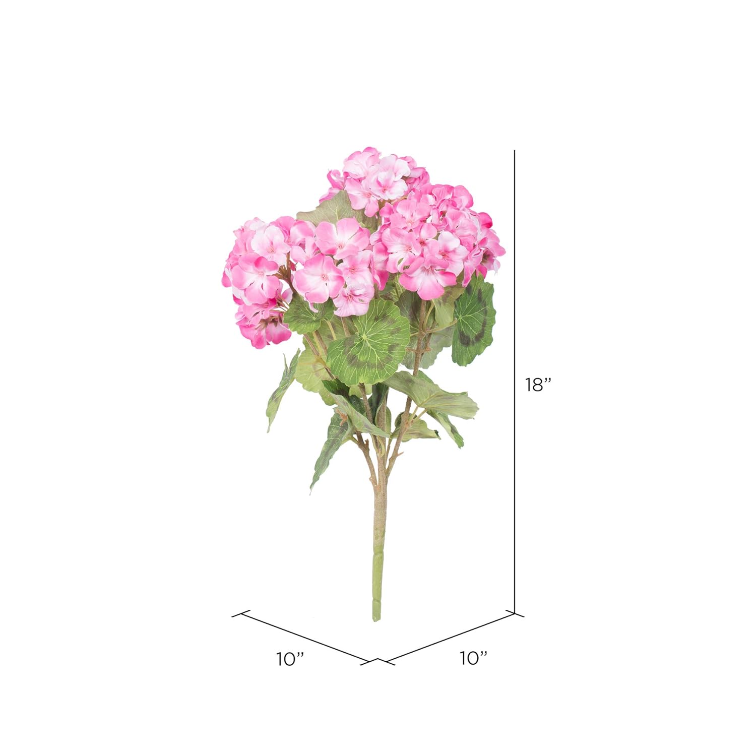 Vickerman Everyday Artificial Light Pink Geranium Bush 18" Long - Premium Faux Floral Home Decor - Maintenance Free Flowers