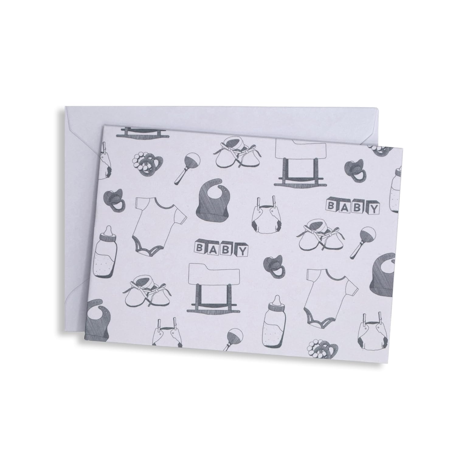 Baby Card Set With Envelopes, 24 Pack - 4.75 X 3.5 Inch, Blank Inside, Hand-Illustrated, Modern Toile Design - Perfect For Baby Showers, Thank You Notes, Announcements
