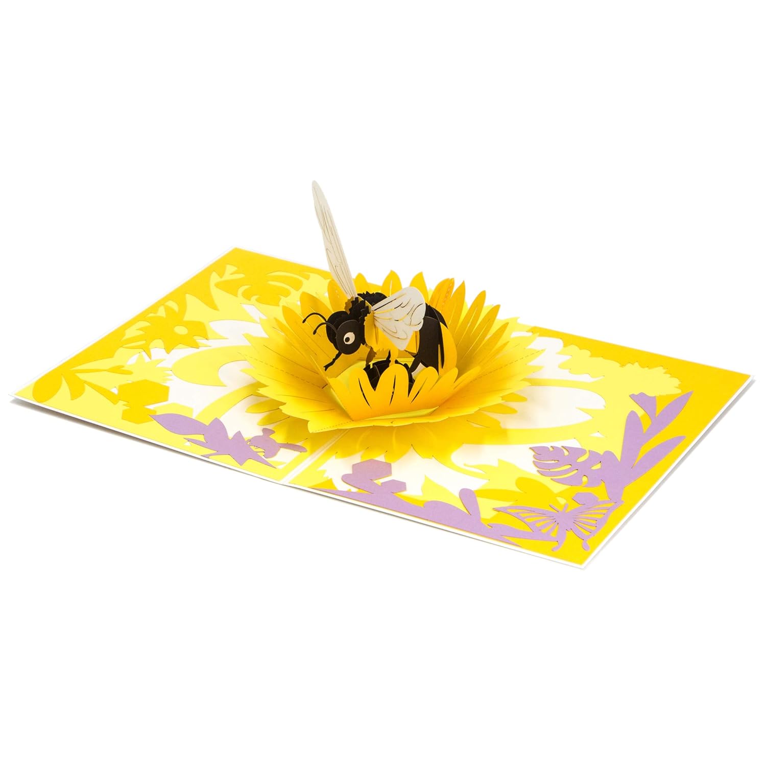Bee & Flower Handmade 3D Pop Up Card For Birthday Mothers Day Thank You, Bumble Bee Day Gift For Mom Women Girl, With Envelope