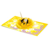 Bee & Flower Handmade 3D Pop Up Card For Birthday Mothers Day Thank You, Bumble Bee Day Gift For Mom Women Girl, With Envelope