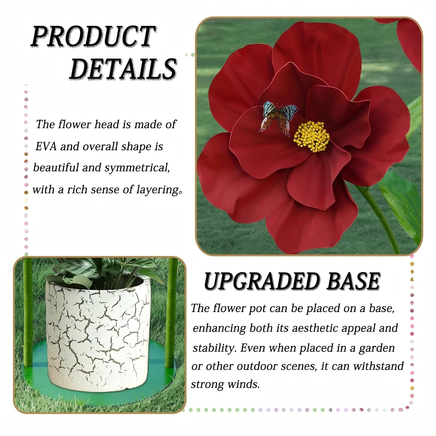 5.8 Ft Giant Artificial Flowers For Decoration,Large Eva Flower Decor,Wedding Arrangements, Birthday Party Banquet Background,Hotel,Office,Window Display(Wine)