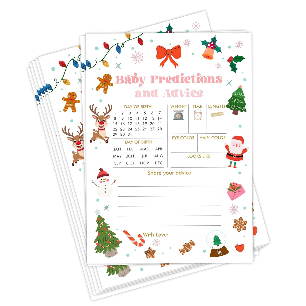 Christmas Predictions And Advice Cards - 30 Pack Double-Sided Christmas Snowman Party Decorations Card - Winter Holiday Party Supplies Favors -A02