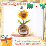 2 Pcs Handmade Positive Sunflower Crochet Artificial Flowers Decorations Sunflower Gift For Women Men Mom Graduation Teacher Appreciation Birthday (Nftd/Tmt)