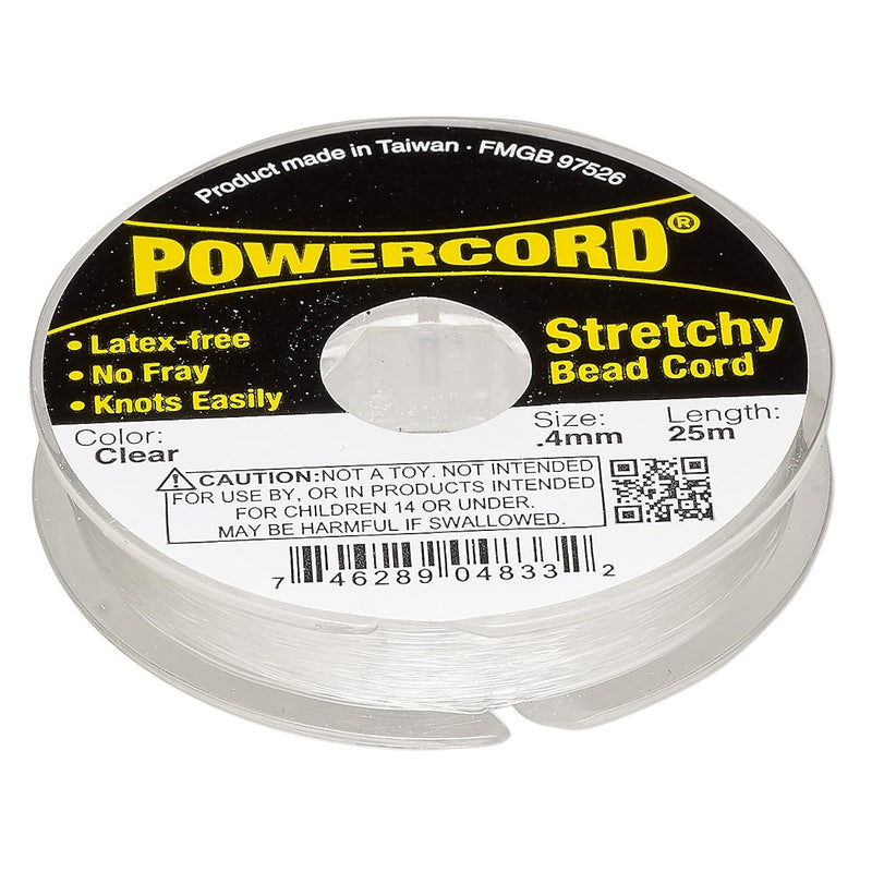 Powercord Elastic Clear 0.4Mm, 3.5 Pound Test, 25-Meter Spool