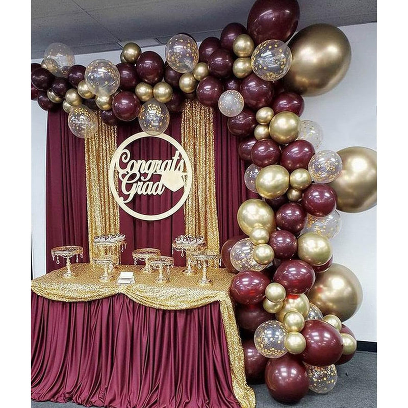 118Pcs Burgundy Gold Balloon Arch Garland Kit Double Stuffed Wine Red