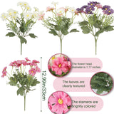 4 Pcs Artificial Daisy Flowers Outdoor Uv Resistant Silk Flowers For Outside Pink Faux Daisy Bouquet Arrangement For Spring Summer Garden Porch Window Box Planter Front Door Patio Balcony Decor