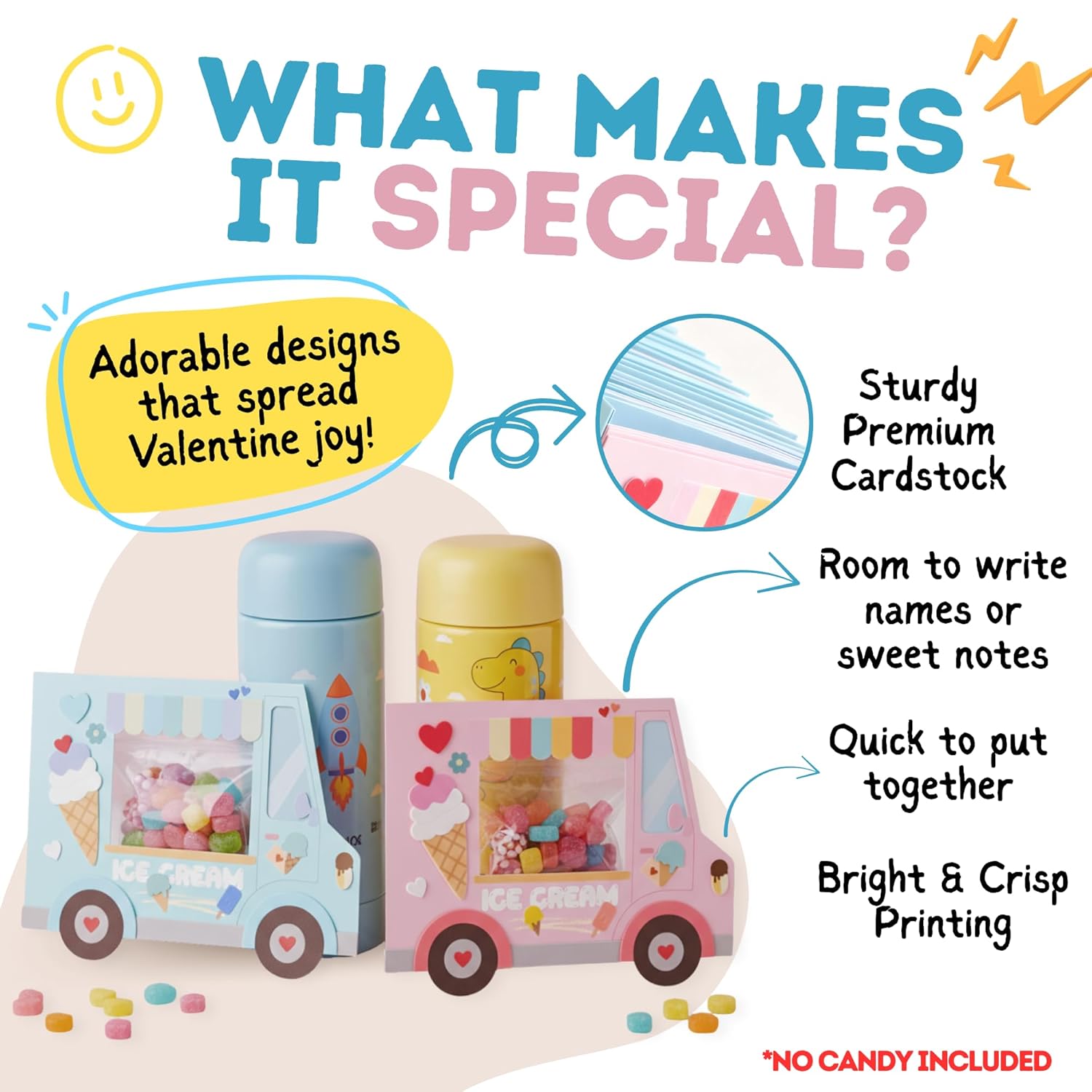 Valentines Day Cards For Kids School, 48 Pack Vivid Class Exchange Cards Bulk With Treat Bags & Self Adhesive Tape, Valentines Party Favor For School Classroom
