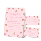 Baby Shower Games For Girl, Strawberry Measure The Baby Bump, 1 Self-Standing Sign With 50 Tickets, Hilarious Babies Shower Games For Gender Reveal Party - A03