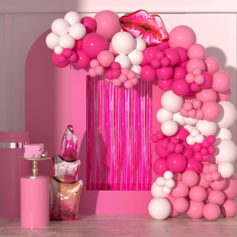 Pink Balloon Garland Arch Kit Hot Pink Light Pink White Balloons With