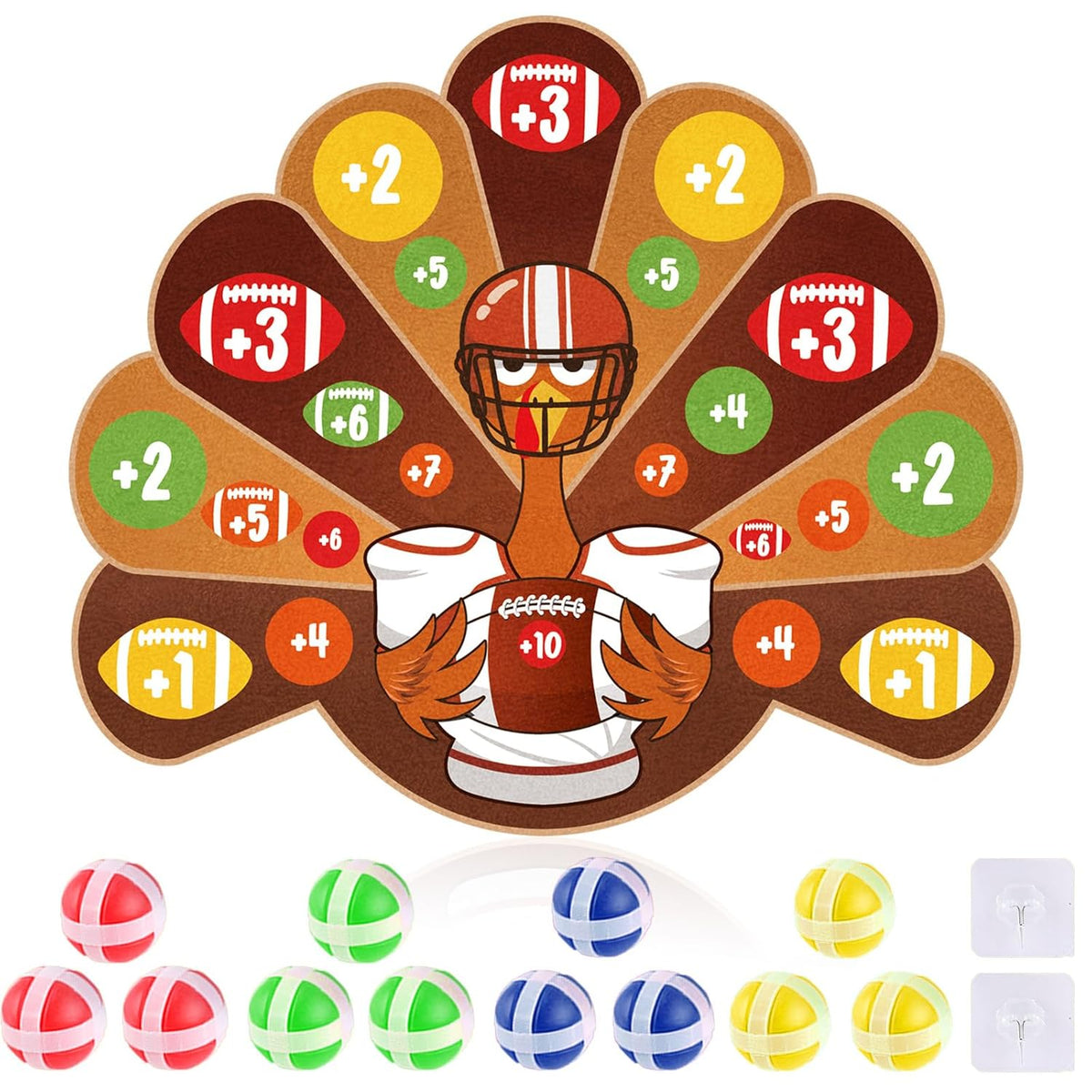 Thanksgiving Football Toss Games Fall Festival Turkey Board Thanksgiving Party Favors With 12 Balls And 2 Hooks Turkey Yard Games For Family Adults Activities Indoor Outdoor Sports Fun Decoration