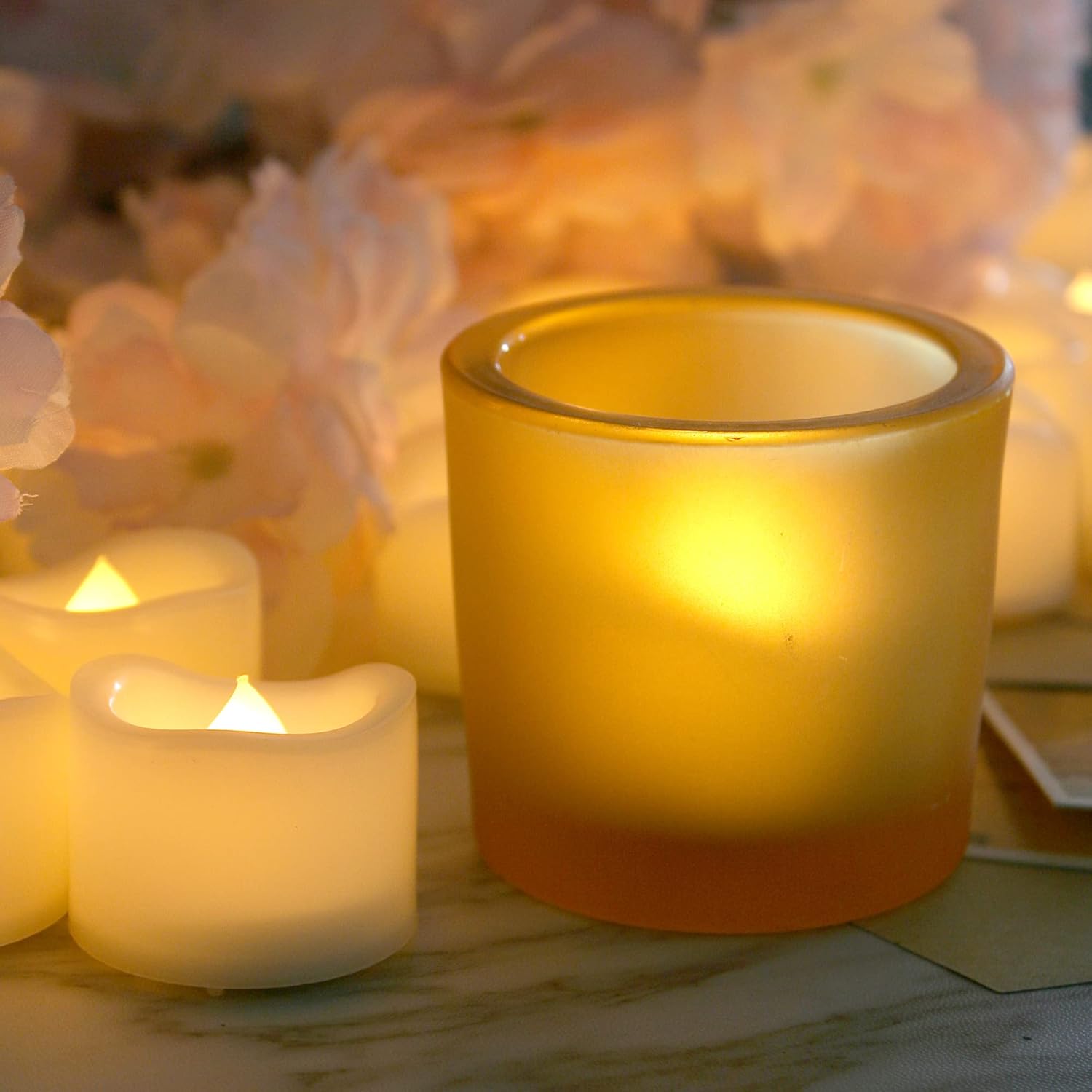 CANDLE CHOICE Battery Operated Flameless Tea Lights with Timer Realistic Flickering Electric LED Tealight Candles Set Wedding Party Christmas Decorations Table Centerpieces Batteries Included 12 Pack
