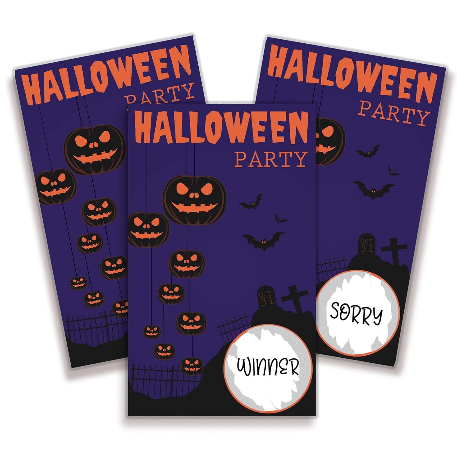 Pumpkin Halloween Scratch Off Cards, 50 Pcs Spooky Halloween Party Games For Adults Party Supplies, Gift Cards For Spa Business - B07