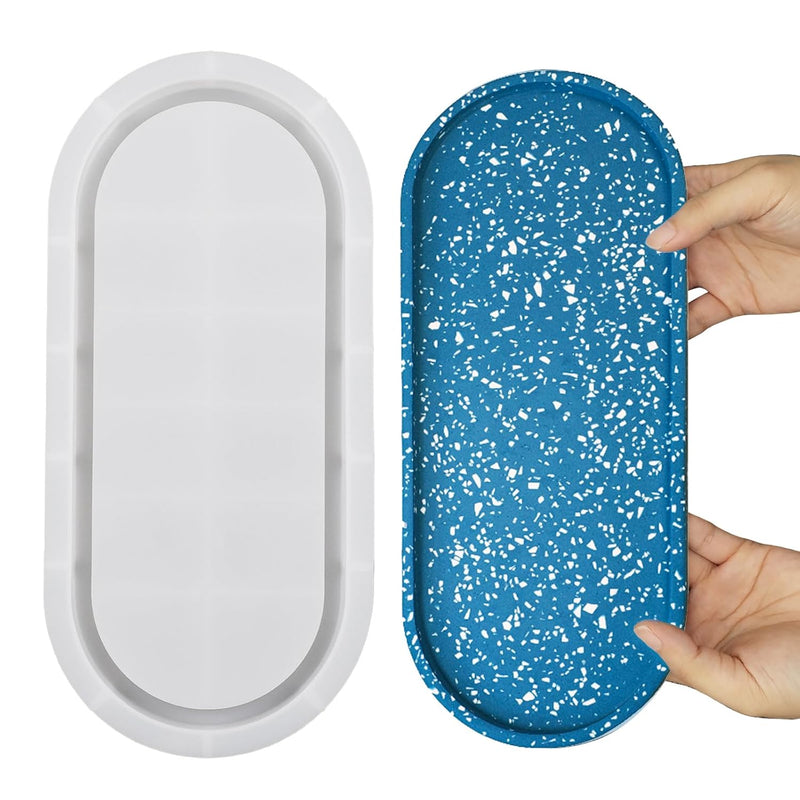 Large Oval Rolling Tray Mold - 13In Silicone Tray Molds With Edges For Epoxy Resin Craft & Home Decor