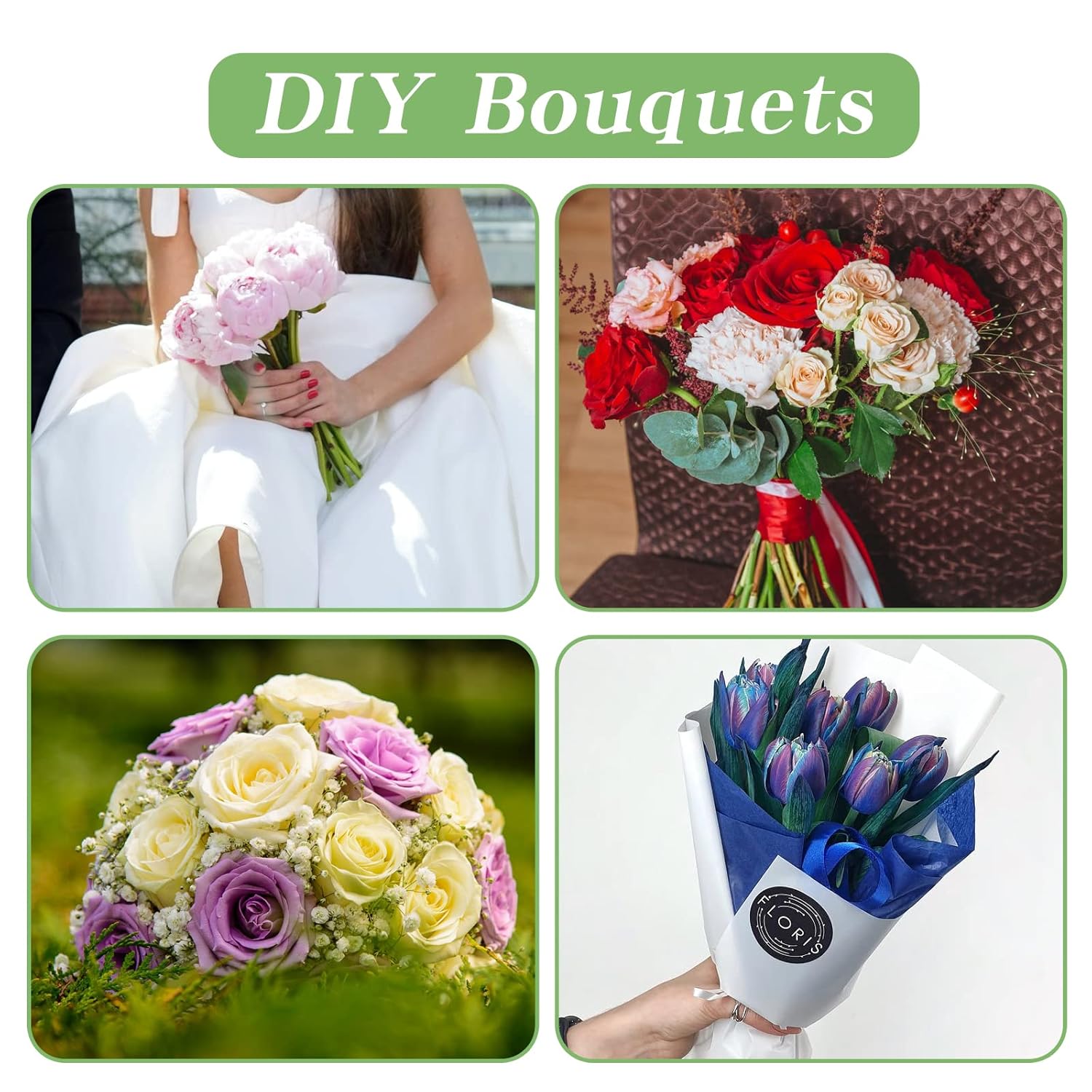 20 Pcs 1/4 Inches Stem Covers For Diy Bouquets 12 Inch Artificial Flower Stem Covers For Diy Wedding Centerpiece Bouquet (Yellow Green)