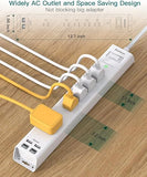 2 Pack Surge Protector Power Strip 6FT Extension Cord with 5 Outlets 4 USB Ports 2 USB C Flat Plug 1080J